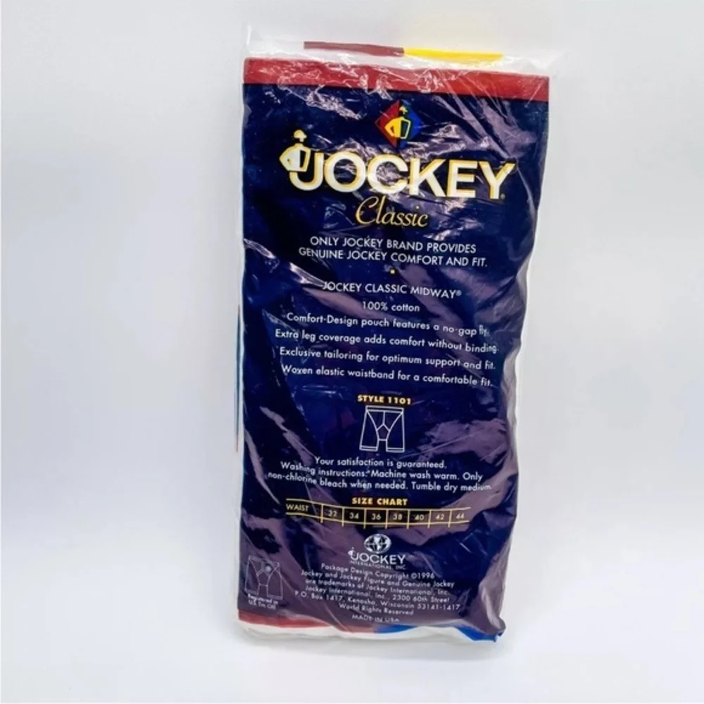 Vintage‎ 1996 Jockey Classic Midway 100% Cotton Front Fly Design Size 42